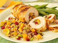 Grilled Chicken Rolls with Spiced Mango Rice