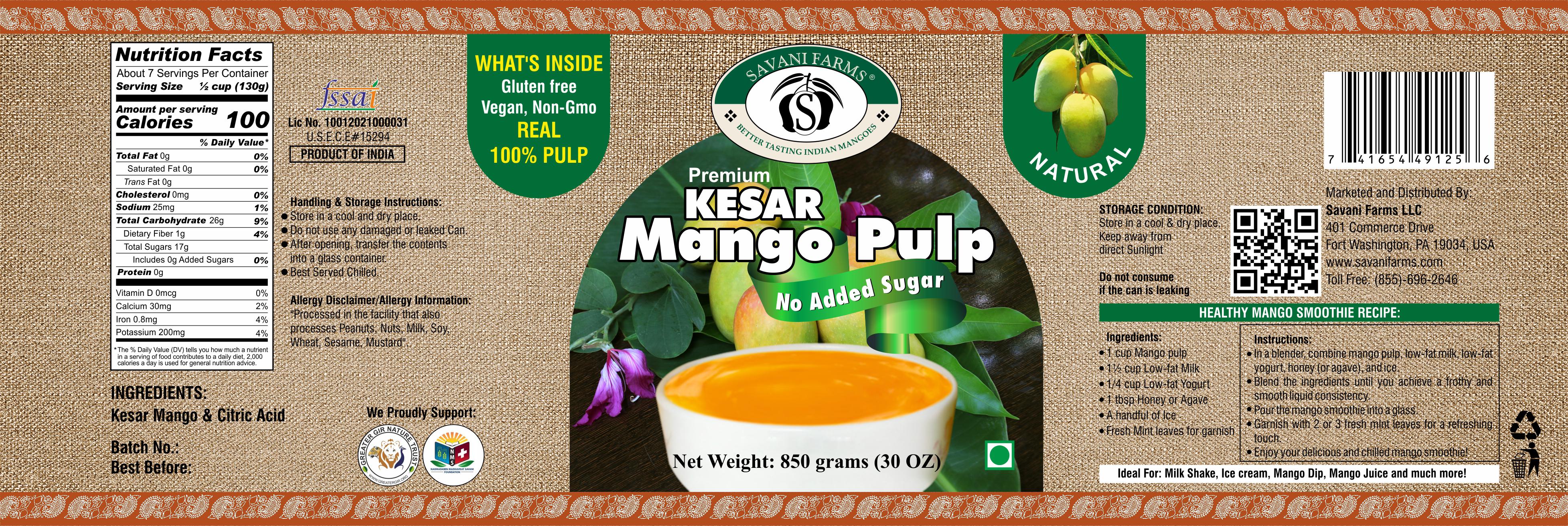 Delicious Kesar Mango Pulp